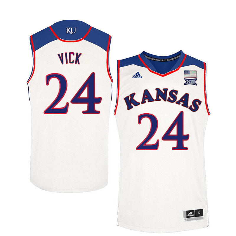 Men #24 Lagerald Vick Kansas Jayhawks College Basketball Jerseys Sale-White